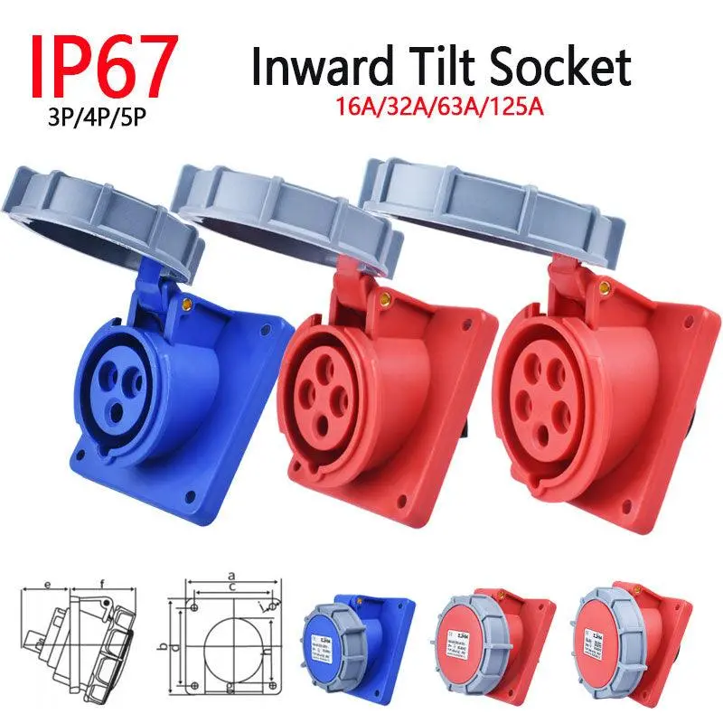 Ip67 Waterproof Explosion-Proof Industrial Plug And Socket 16A 32A 63A 125A 1
