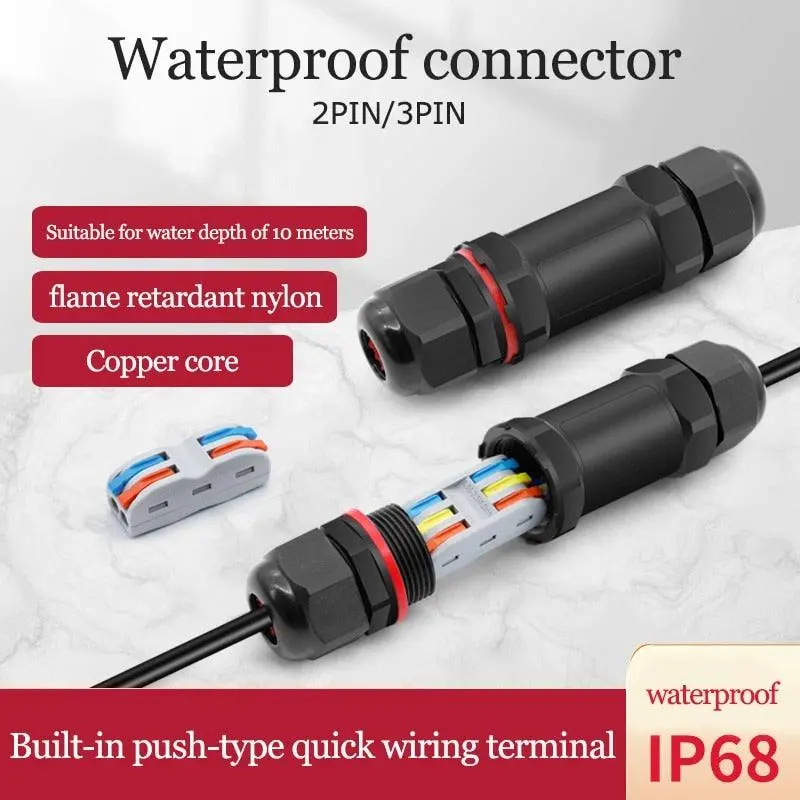 Ip68 2/3 Pin Electrical Terminal Adapter Push Type Connector 1