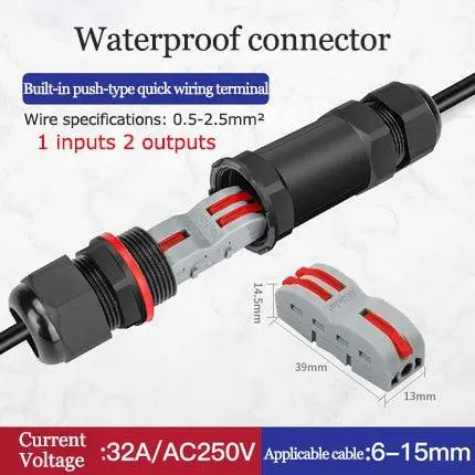 Ip68 2/3 Pin Electrical Terminal Adapter Push Type Connector 5