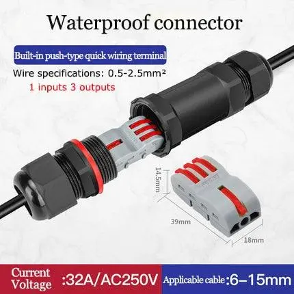 Ip68 2/3 Pin Electrical Terminal Adapter Push Type Connector 6
