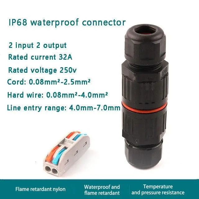Ip68 2/3 Pin Electrical Terminal Adapter Push Type Connector 8