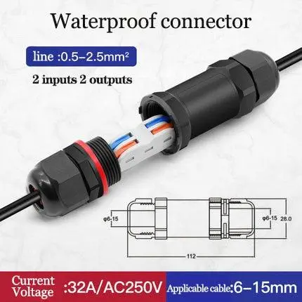Ip68 2/3 Pin Electrical Terminal Adapter Push Type Connector 3