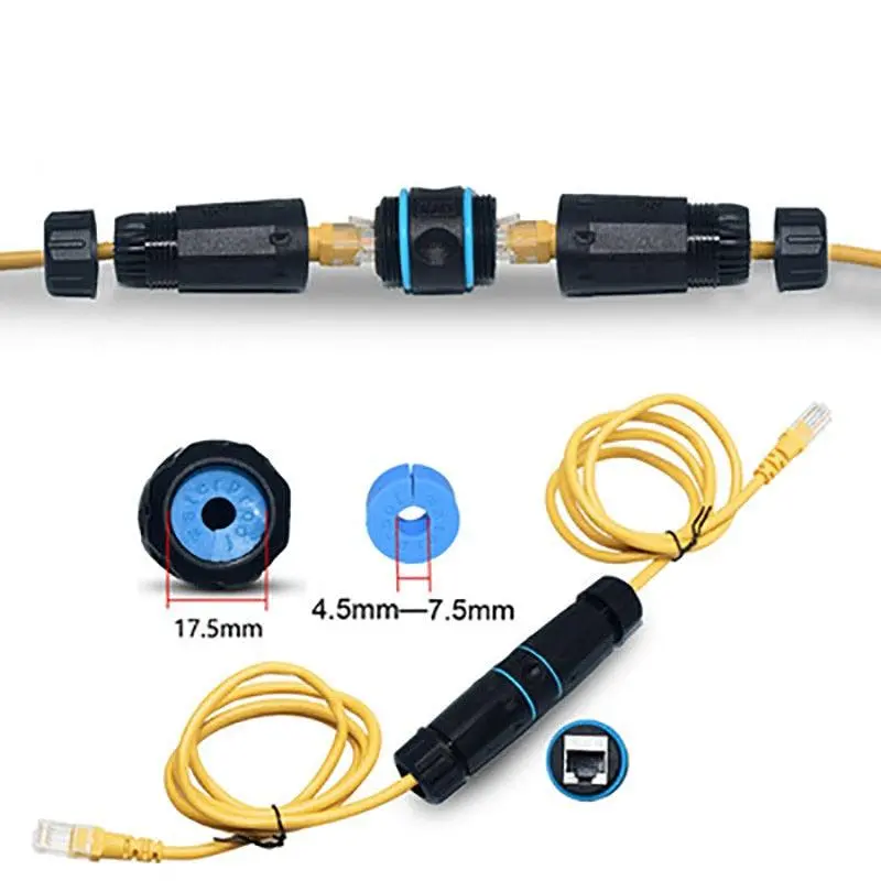 Ip68 Cat6 Waterproof Outdoor Network M23 /Rj45 Line-To-Wire Shielded Network Pass-Through 1
