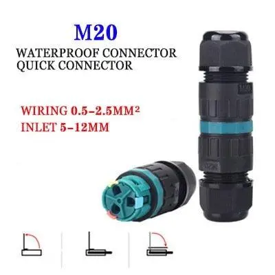 Ip68 Waterproof Connector 450V 24A 5-12Mm 2/3 Pin Connetors Push Type 1