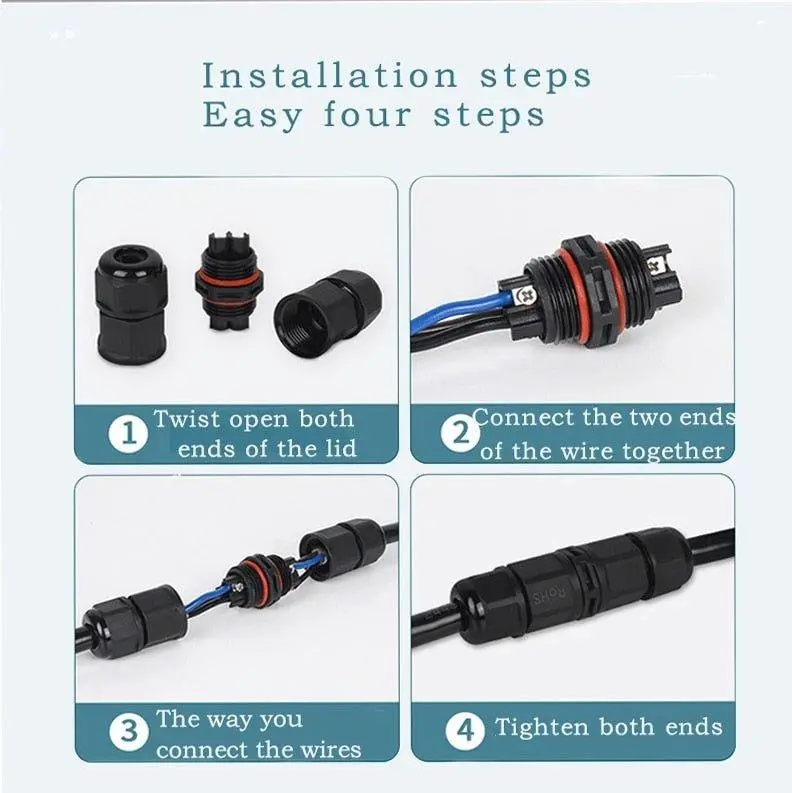 Ip68 Waterproof Connector I-Type L16 2/3 Pin Electrical Terminal Adaptor Wire Connector 5