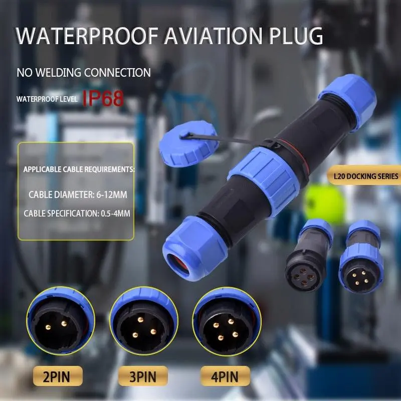 Ip68 Waterproof Connector Male Plug &Amp; Female Socket 2/3/4 Pin Optional 1