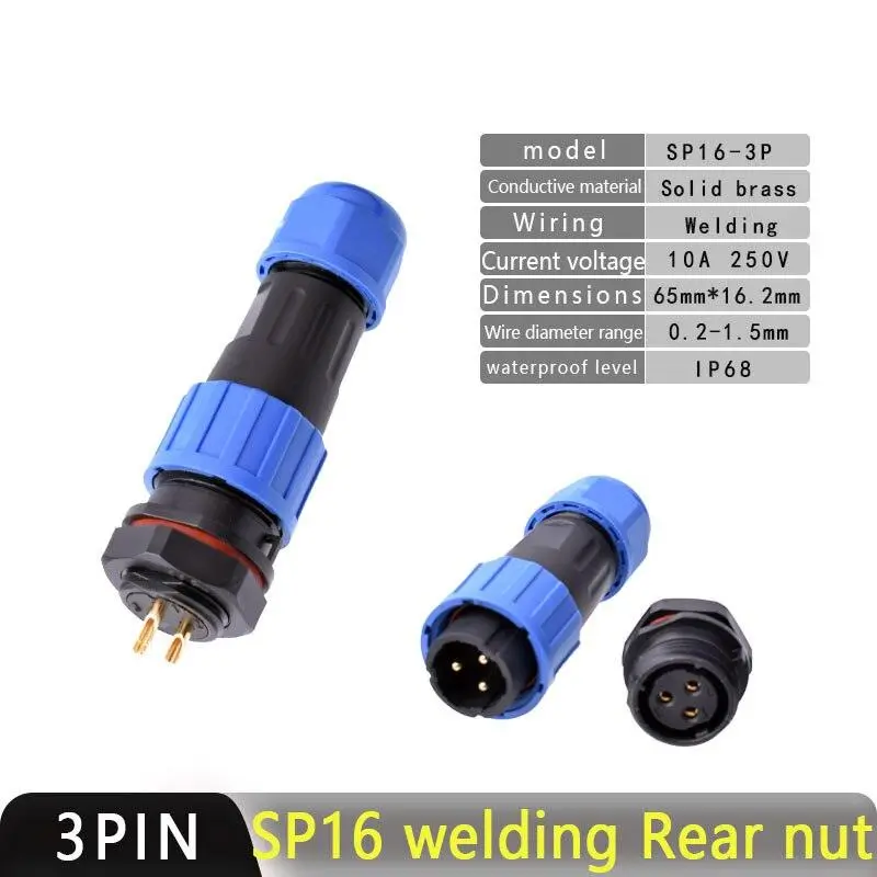 Ip68 Waterproof Connector Sp16 2P~9P 16