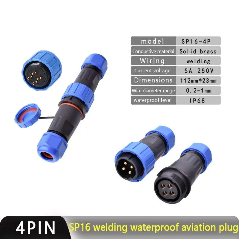 Ip68 Waterproof Connector Sp16 2P~9P 4