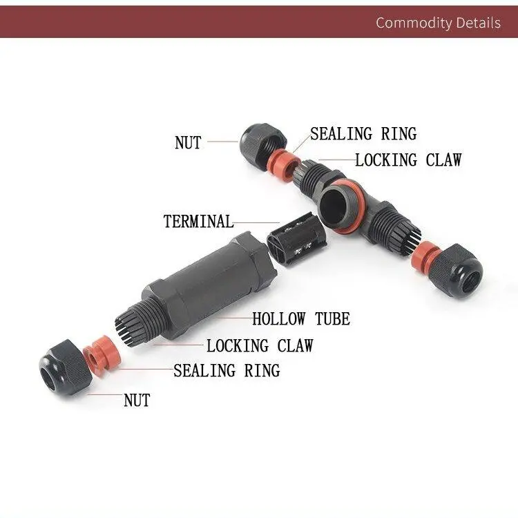 Ip68 Waterproof Connector T-Type M20 2/3/4 Pin Electrical Terminal Adaptor Wire Connector 7