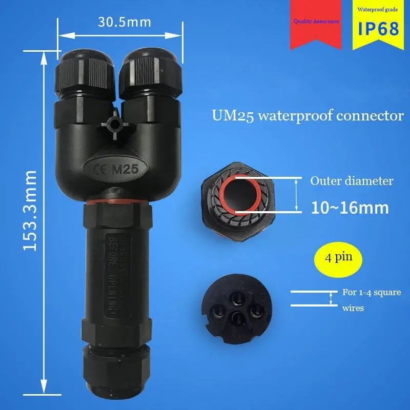 Ip68 Waterproof Connector Y-Type Um25 3/4/5 Pin Electrical Terminal Adapter Wire Connector 4