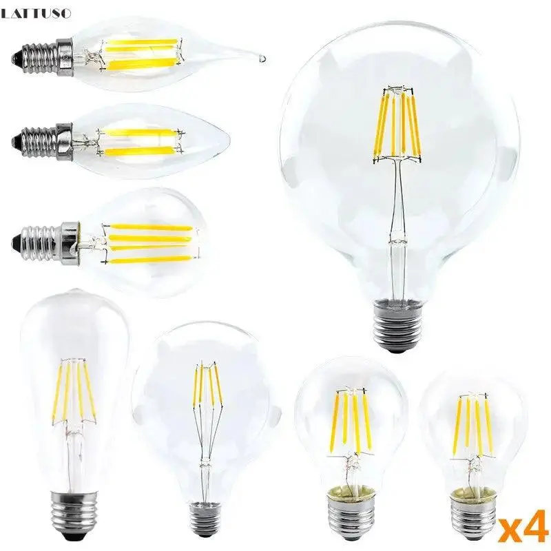 Lattuso- 4Pcs/Lot Led Edison Bulb 220V /C35 A60 G80 G95 G125 Optional 1