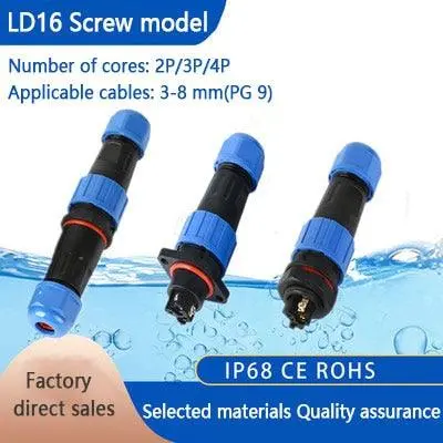 Ld16 Ip68 Waterproof Connector Socket  Plug Back Nut Docking Flange 2 3 4 Pin Optional 1
