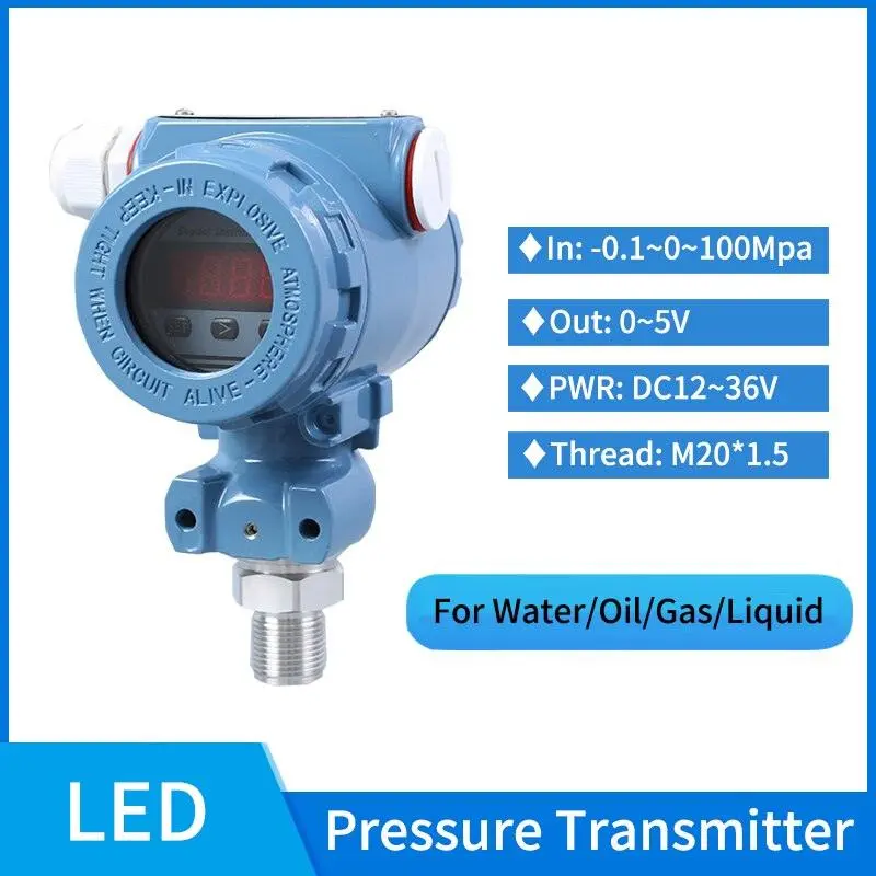 Led Display Pressure Transducer Water Air Oil Pressure Sensor Diffusion Dilicon Absolute Vacuum 0-5V Pressure Transmitter 1