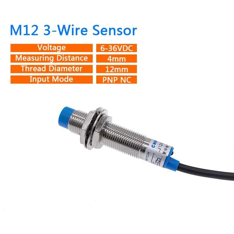 M12 Metal Detection Sensor 4Mm Distance Waterproof Npn Pnp 3-Wire Proximity Switch 4