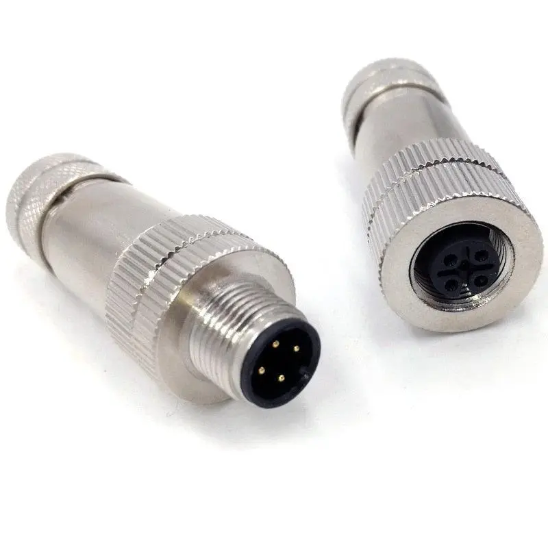 M12 Sensor Waterproof Connector Matel Signal Shielding Male Female  Screw Threaded 4 5 8 Pin 1