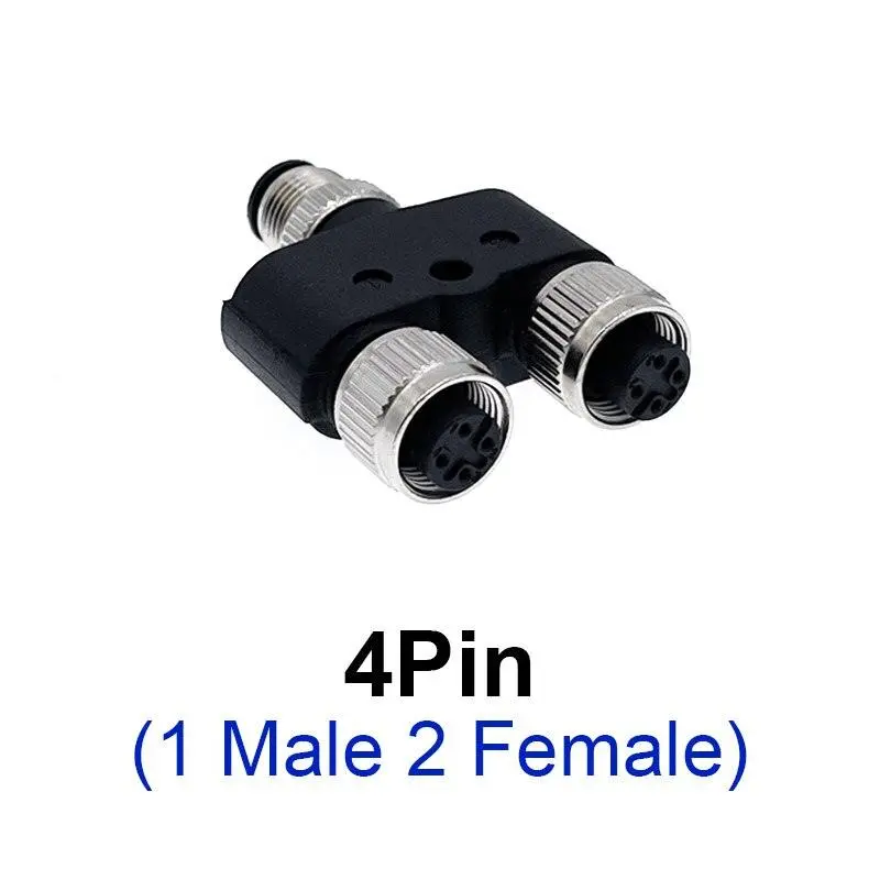 M12 Y-Branch 3-Way Connector Male To Female Plug Y Shaped 3 4 5 8 Pin Conversion Plug 2