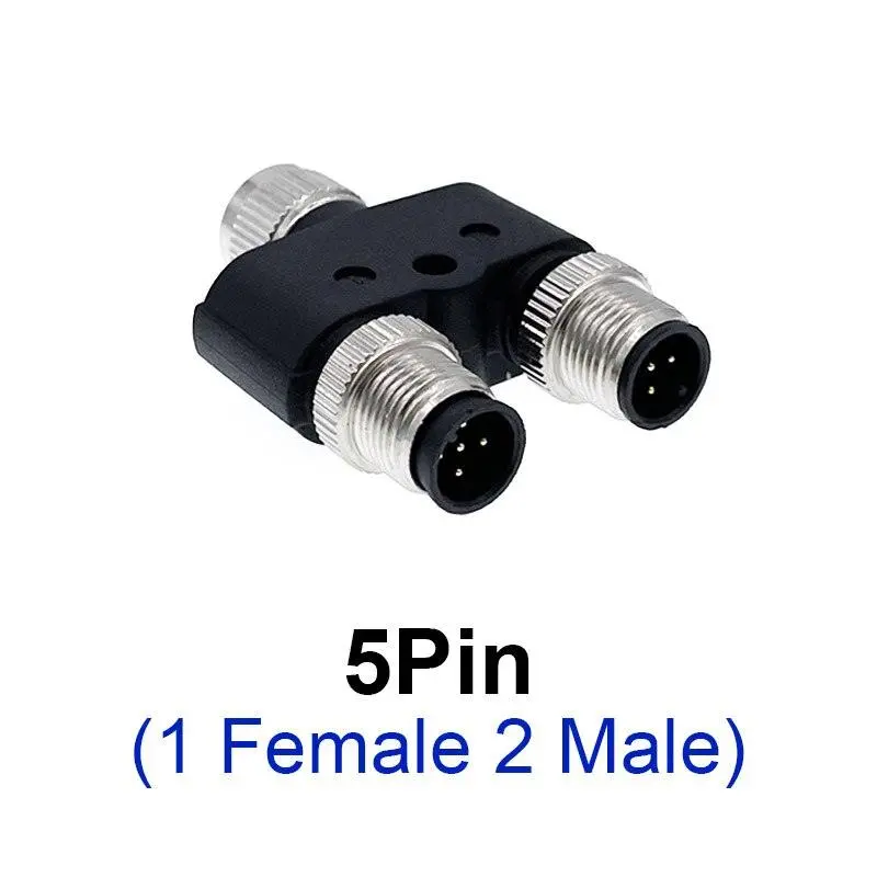 M12 Y-Branch 3-Way Connector Male To Female Plug Y Shaped 3 4 5 8 Pin Conversion Plug 4