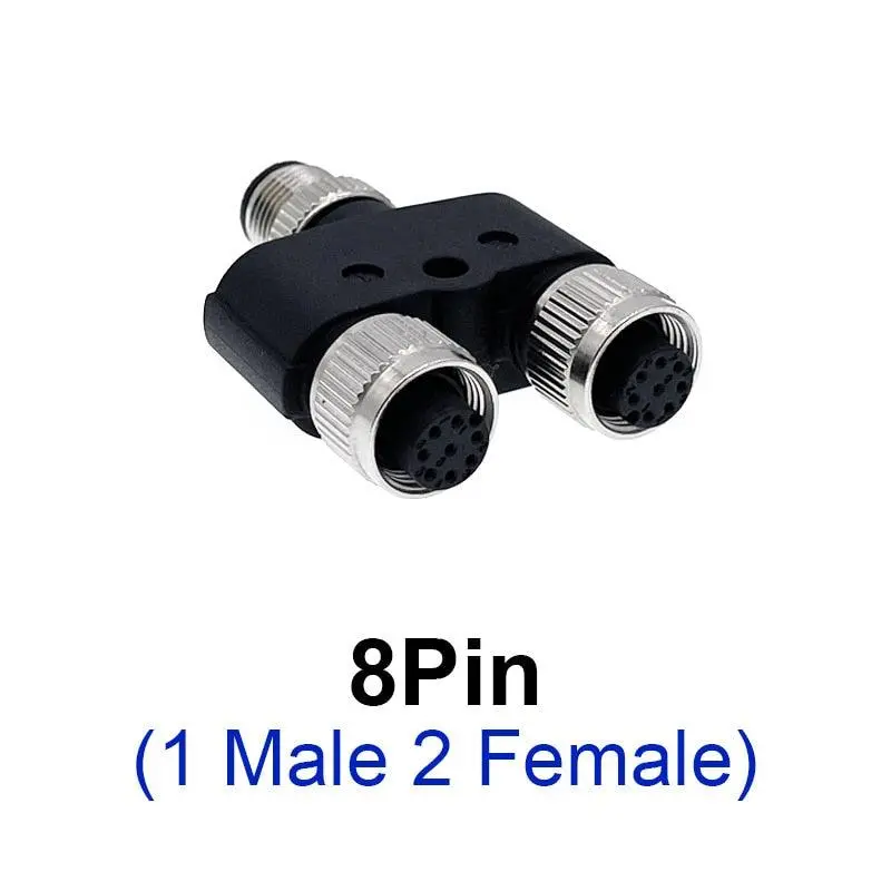 M12 Y-Branch 3-Way Connector Male To Female Plug Y Shaped 3 4 5 8 Pin Conversion Plug 5