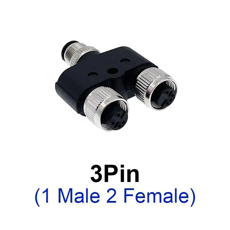 M12 Y-Branch 3-Way Connector Male To Female Plug Y Shaped 3 4 5 8 Pin Conversion Plug 5