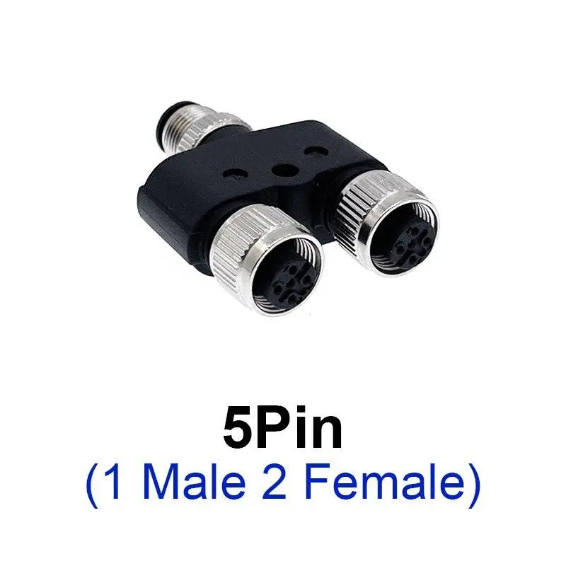 M12 Y-Branch 3-Way Connector Male To Female Plug Y Shaped 3 4 5 8 Pin Conversion Plug 3
