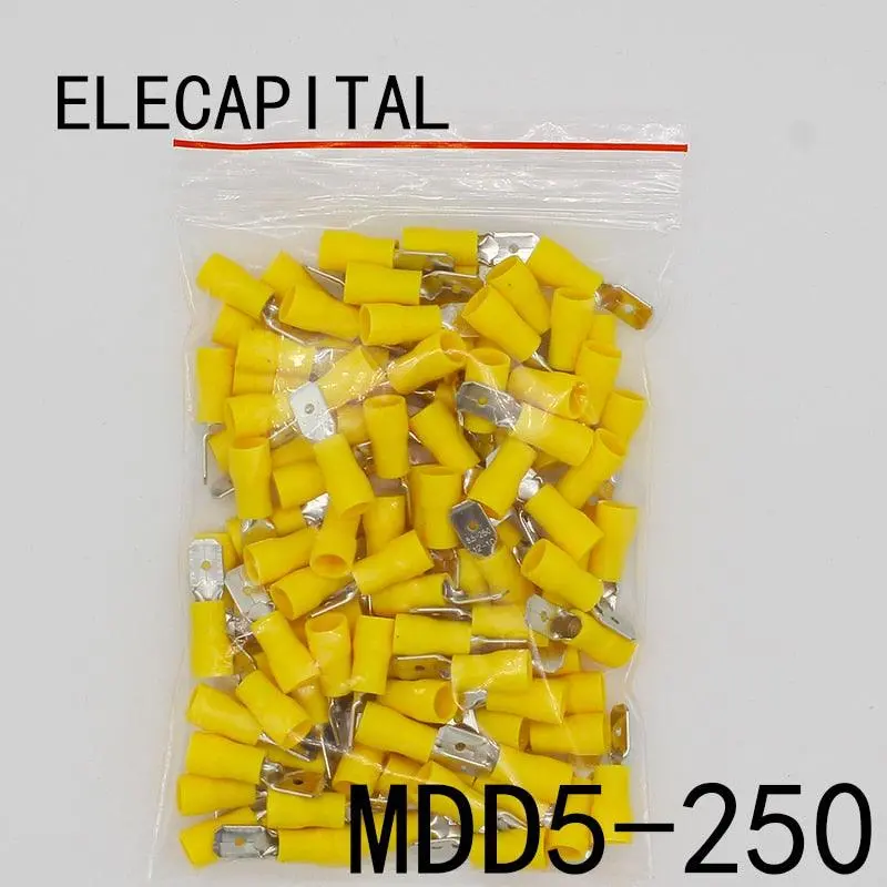 Mdd5-250 Mdd5.5-250 Male Insulated Spade 100Pcs/Pack Quick Connector Terminals Crimp Terminal Awg Mdd 1