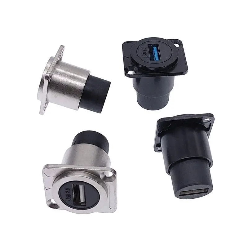 Metal Female To Female Usb 2.0 3.0 Connector Panel Mounting Usb Socket Black 1