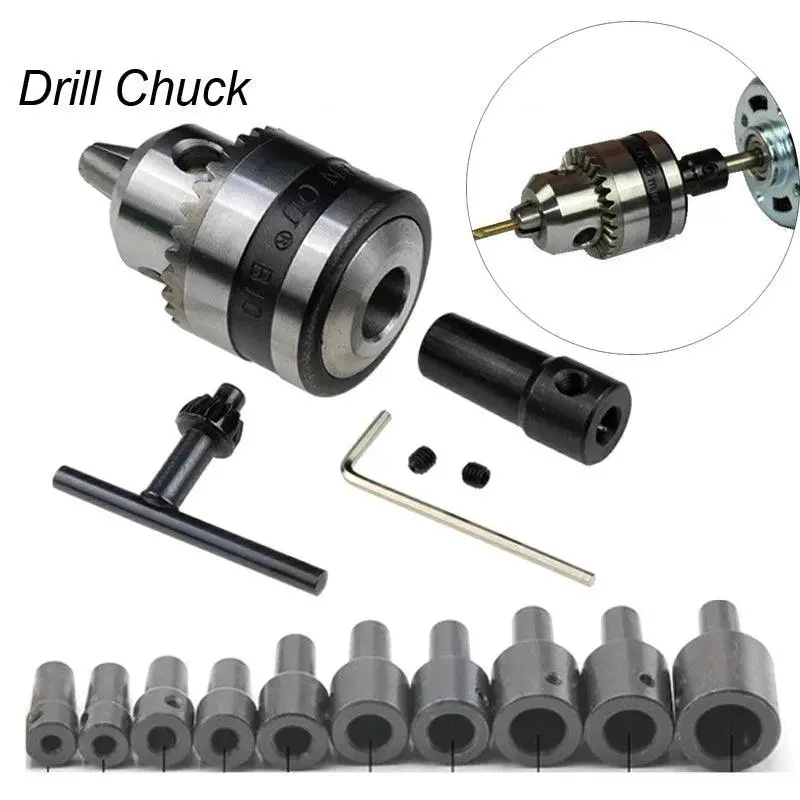 Mini Electric Drill Chuck 0.6-6Mm Mount B10 Taper Connector Rod Motor Shaft Chuck For Drill With Adapter Key Wrench Power Tool 1