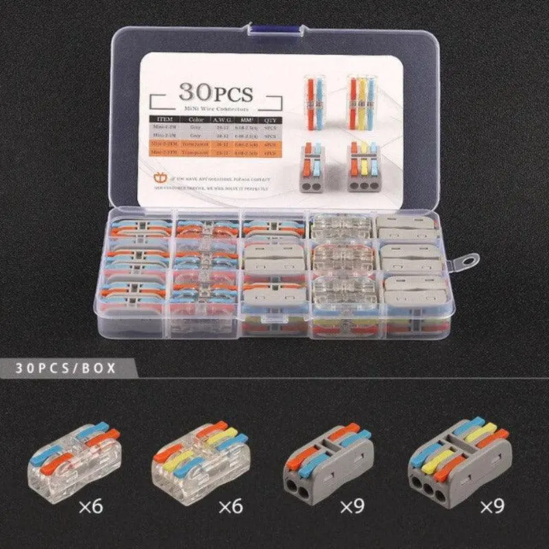 Mini Type Wire Connectors Boxed Quick Push-In Conductor Terminal Block 2/3 Pin Universal Cable Splitter Electrical Connector 10