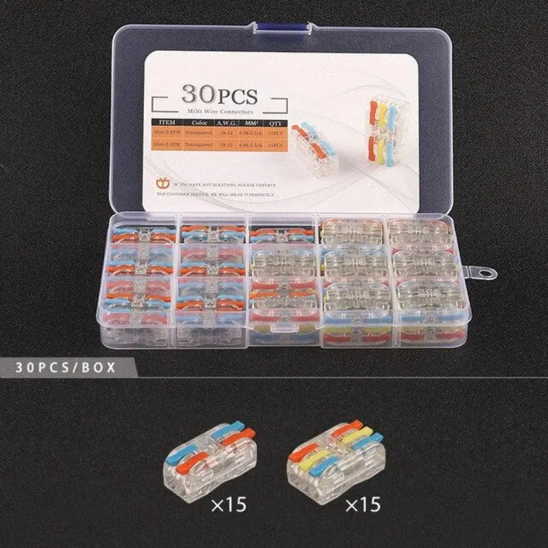 Mini Type Wire Connectors Boxed Quick Push-In Conductor Terminal Block 2/3 Pin Universal Cable Splitter Electrical Connector 6