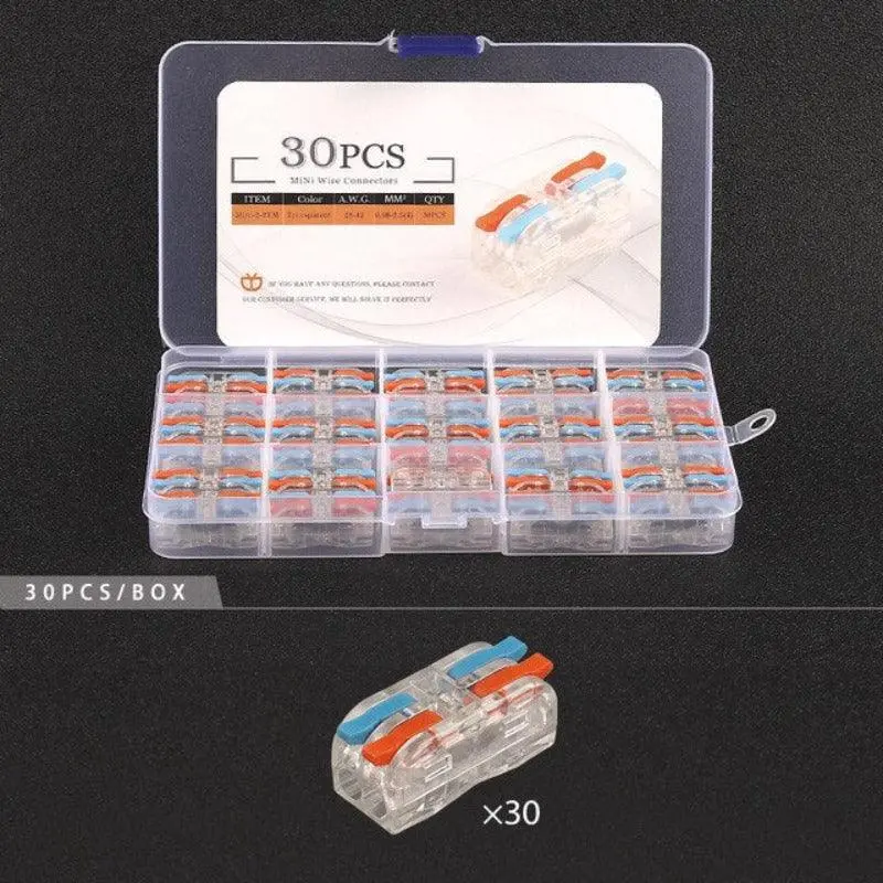 Mini Type Wire Connectors Boxed Quick Push-In Conductor Terminal Block 2/3 Pin Universal Cable Splitter Electrical Connector 6