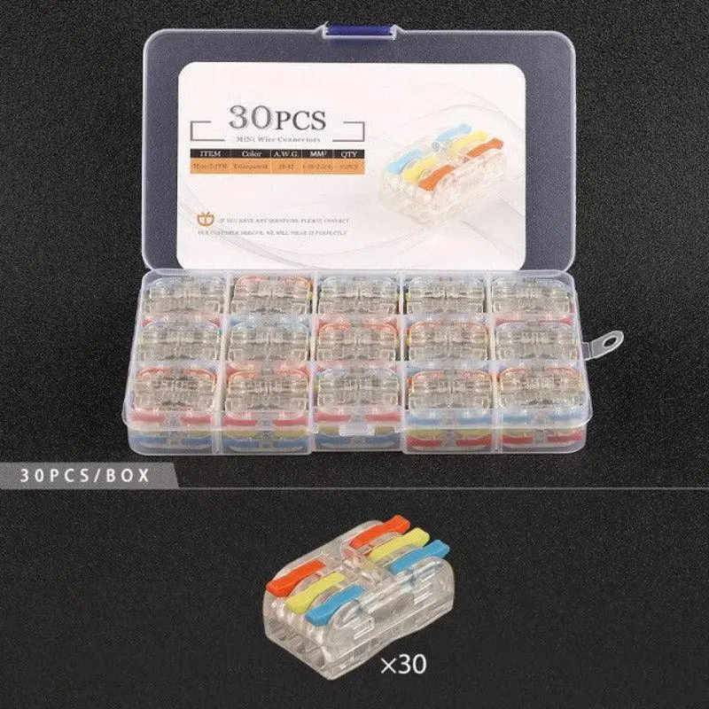 Mini Type Wire Connectors Boxed Quick Push-In Conductor Terminal Block 2/3 Pin Universal Cable Splitter Electrical Connector 9