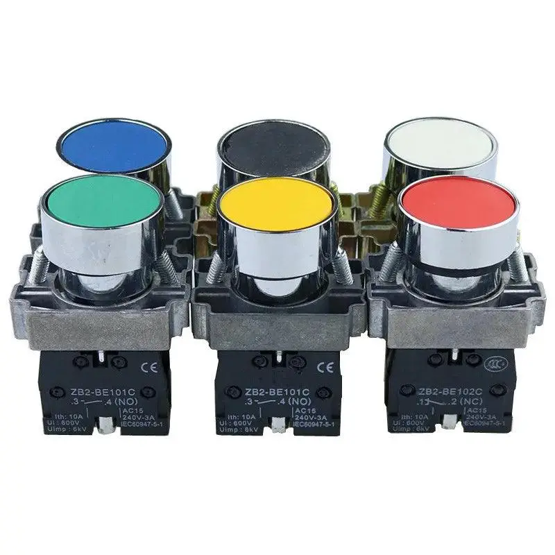 Momentary Push Button Switch 22Mm 10A/240V Circular Small Size Flat Round Panel Nc/No Xb2-Ba31 Xb2-Ba42 Zb2-Be101c 102C 1