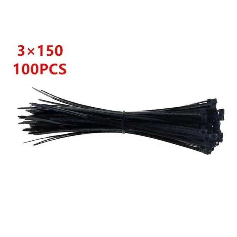 Mr- 100Pcs 3 X 60/80/100/120/150/200Mm Wire Zip Ties/Black White Optional 10