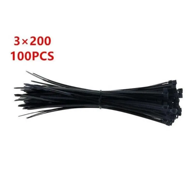 Mr- 100Pcs 3 X 60/80/100/120/150/200Mm Wire Zip Ties/Black White Optional 7