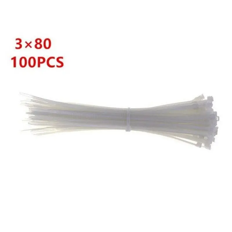 Mr- 100Pcs 3 X 60/80/100/120/150/200Mm Wire Zip Ties/Black White Optional 7