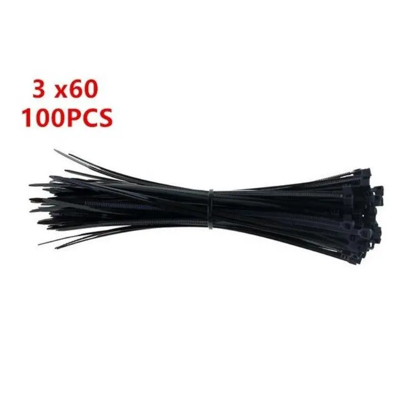 Mr- 100Pcs 3 X 60/80/100/120/150/200Mm Wire Zip Ties/Black White Optional 12