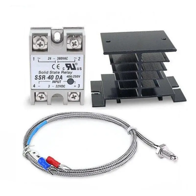 Mr- Digital 220V Pid Rex-C100 Temperature Controller + Max.40A Ssr+K Thermocouple Pid Controller Set + Heat Sink 6