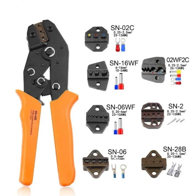 Mr- Sn-48B Series 7 Kinds Of Collets European Bare Terminal Crimping Pliers|  2.8 4.8 6.3 Tool  Plug Spring Precision 1