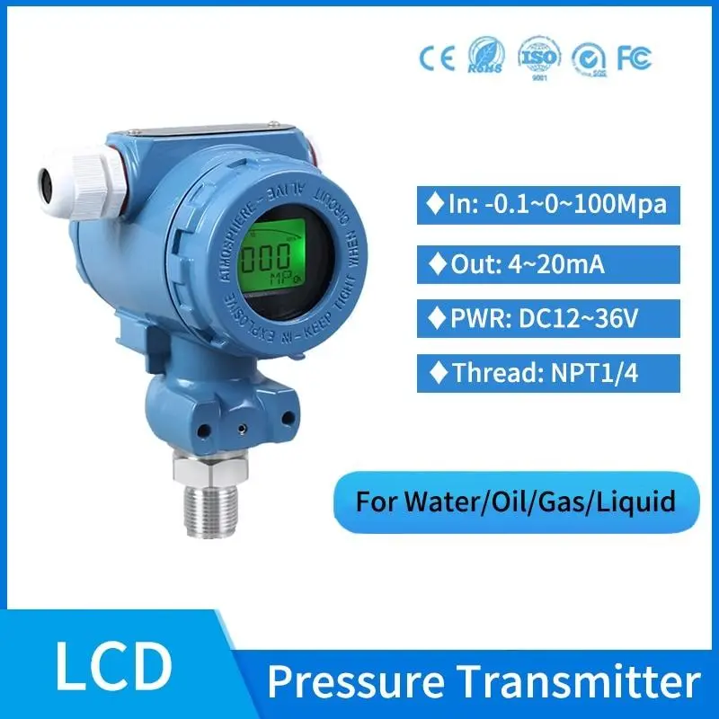 Npt1/4 Smart Pressure Transmitter For Diesel Fuel Tank Pressure Transducer Water 4-20Ma Pressure Sensor 1