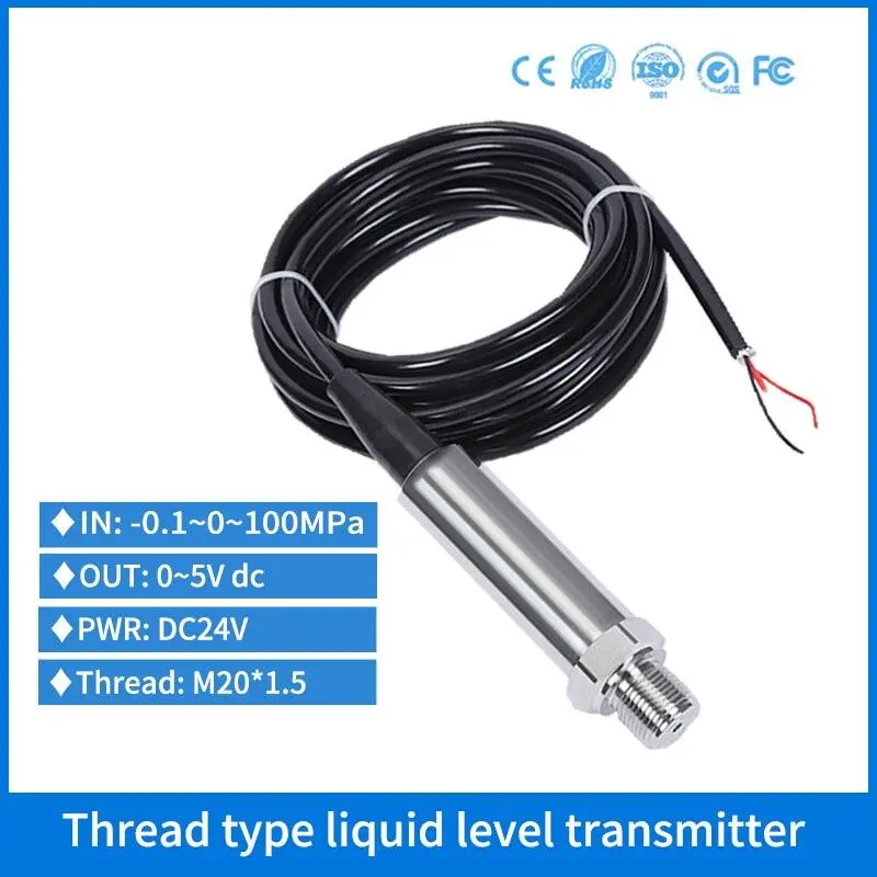 Npt1/4 Thread 1M Fuel Diesel Tank Pressure Level Sensor Transducer For Truck Tank 0-5V Piezo Hydrostatic Water Level Transmitter 1