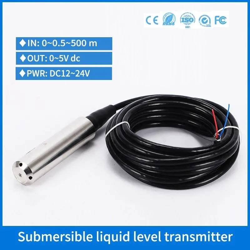 Oil Fuel Tank Level Transmitter Monitoring System Meter 0-5V Dirty Rain Water Level Sensor 50M Pressure Liquid Transmitter 1