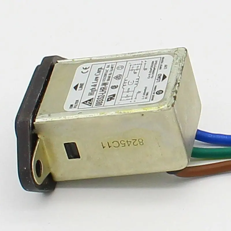 Panel Mounting 3 Pins Ac Socket 8A Emi Filter 115/250Vac 8A 50/60Hz High &Amp; Low Corp. Emi Power Filter Connector 2