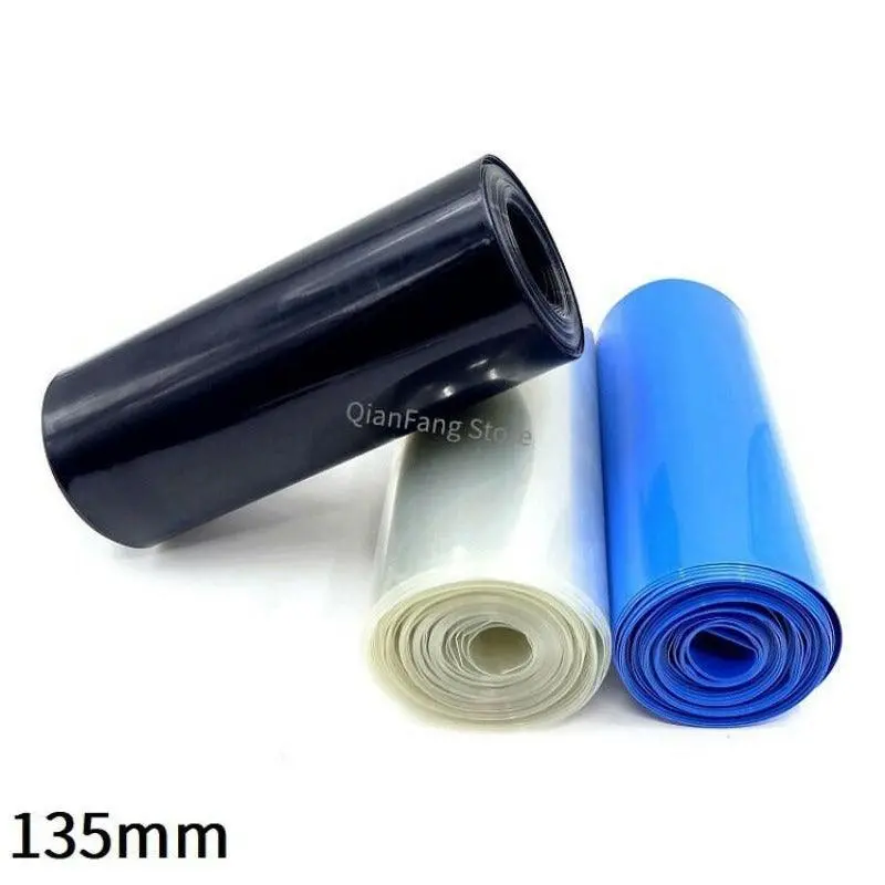 Pvc Heat Shrink Tube 135Mm Width Blue Black Clear Shrinkable Cable Sleeve Sheath Pack Cover For 18650 Lithium Battery Film Wrap 1