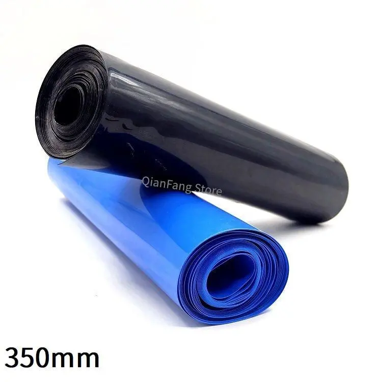 Pvc Heat Shrink Tube 350Mm Width Blue Black Shrinkable Cable Sleeve Sheath Pack Cover For 18650 Lithium Battery Film Wrap 1