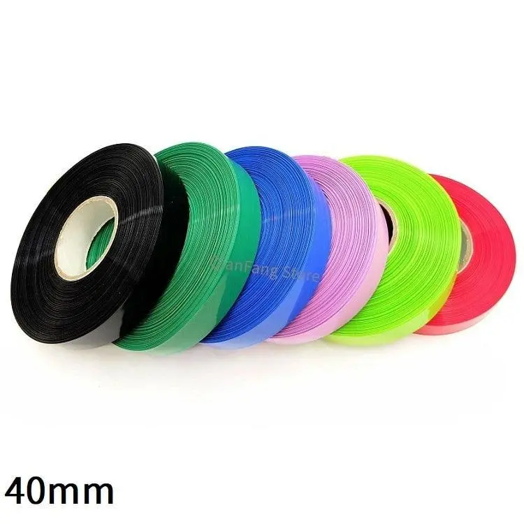 Pvc Heat Shrink Tube 40Mm Width Blue Black Fruit Green Shrinkable Cable Sleeve Sheath Pack For 18650 Lithium Battery Film Wrap 1