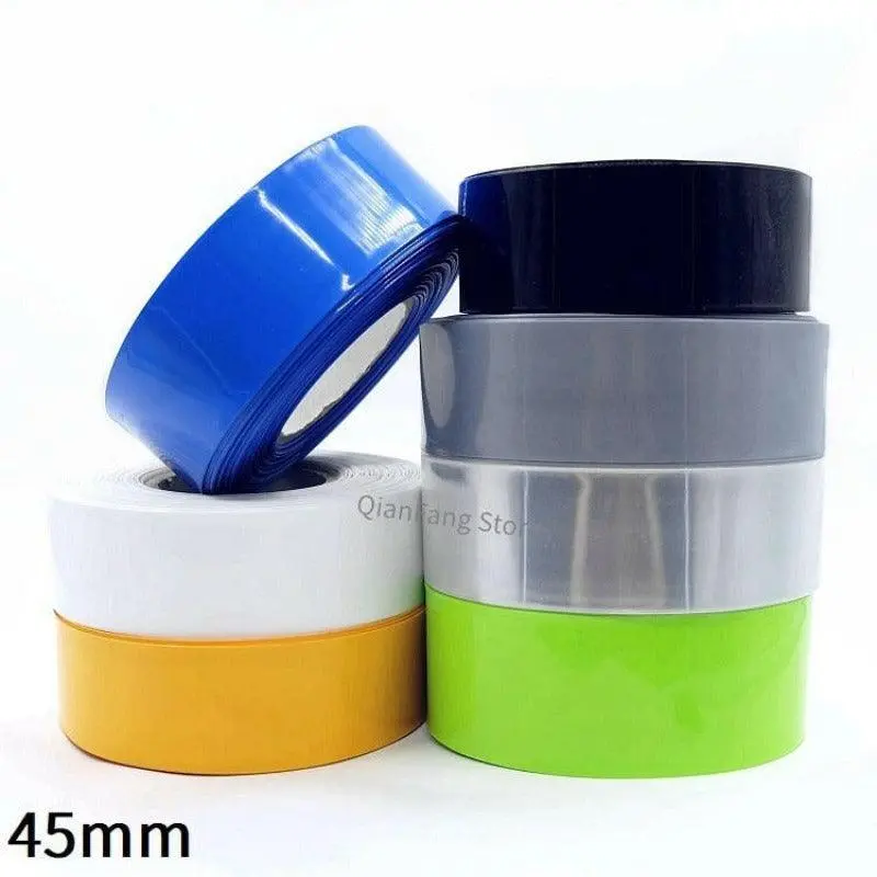 Pvc Heat Shrink Tube 45Mm Width Blue Multicolor Shrinkable Cable Sleeve Sheath Pack Cover For 18650 Lithium Battery Film Wrap 1