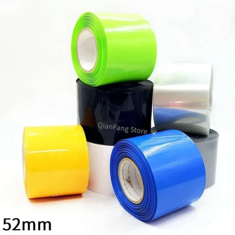 Pvc Heat Shrink Tube 52Mm Width Blue Multicolor Shrinkable Cable Sleeve Sheath Pack Cover For 18650 Lithium Battery Film Wrap 1