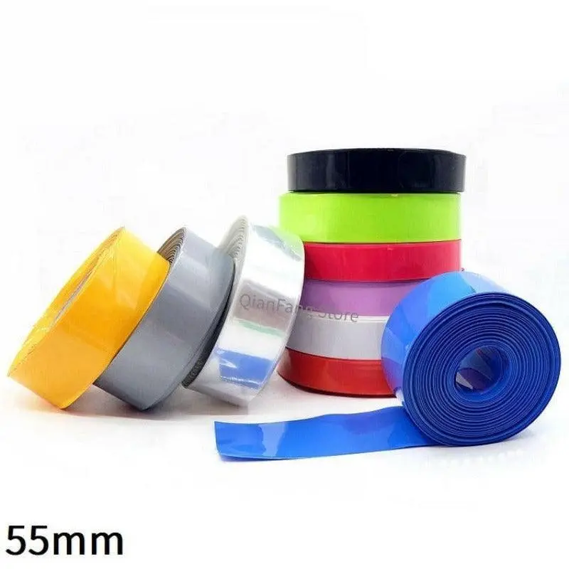 Pvc Heat Shrink Tube 55Mm Width Blue Multicolor Shrinkable Cable Sleeve Sheath Pack Cover For 18650 Lithium Battery Film Wrap 1