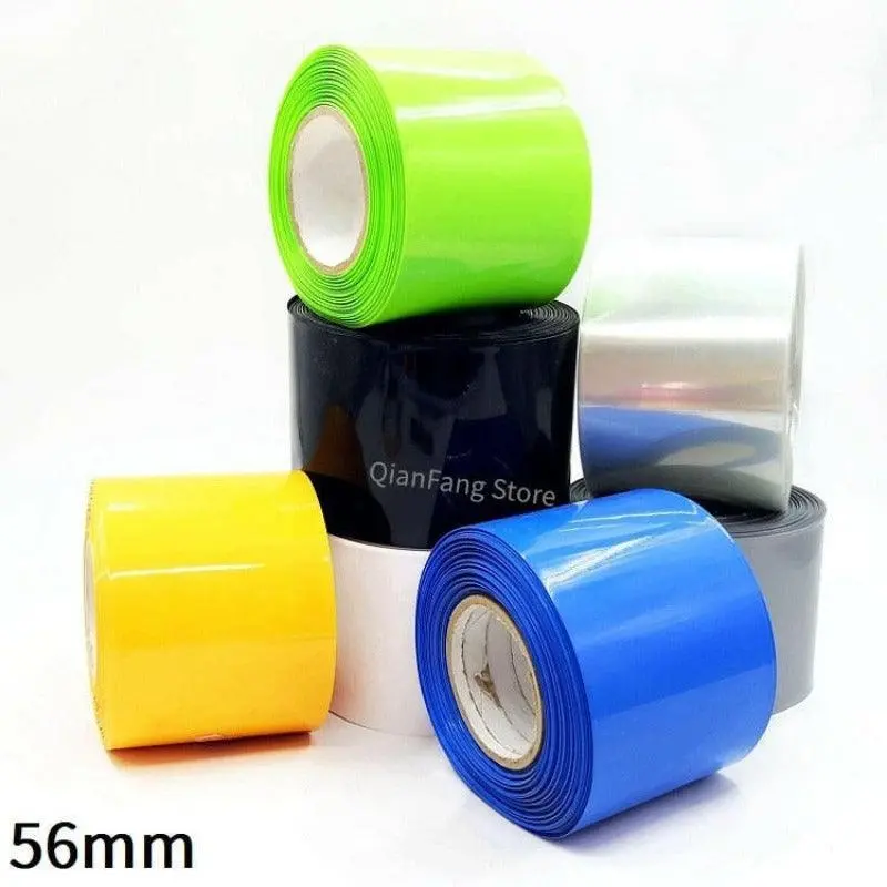 Pvc Heat Shrink Tube 56Mm Width Blue Multicolor Shrinkable Cable Sleeve Sheath Pack Cover For 18650 Lithium Battery Film Wrap 1
