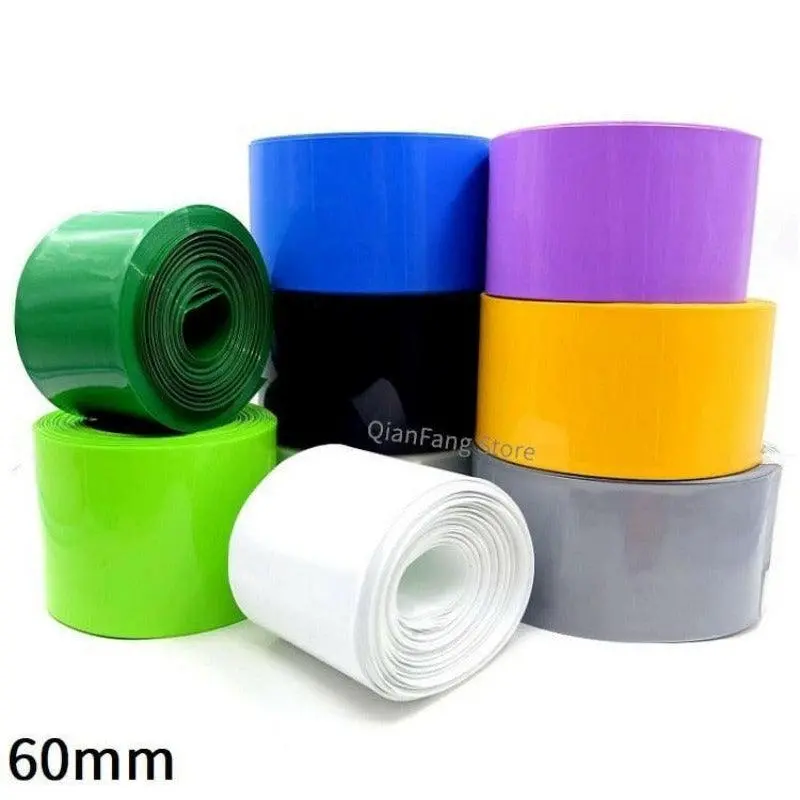 Pvc Heat Shrink Tube 60Mm Width Blue Multicolor Shrinkable Cable Sleeve Sheath Pack Cover For 18650 Lithium Battery Film Wrap 1